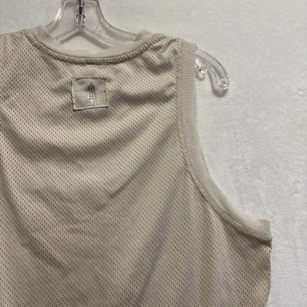 Free People FP Movement Love Mesh Tank Cream Ivory Raw Hem Women's Size Small